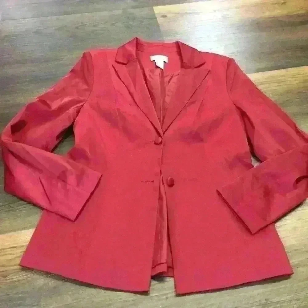 JACLYN SMITH Button Front Long Sleeve Red Blazer Suit Jacket